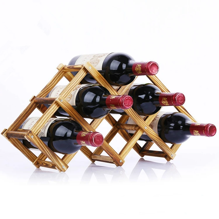
2020 Custom New Arrival Wooden Wine Bottle Holders Creative Practical Collapsible Living Room Cabinet Red Wine Display Racks 