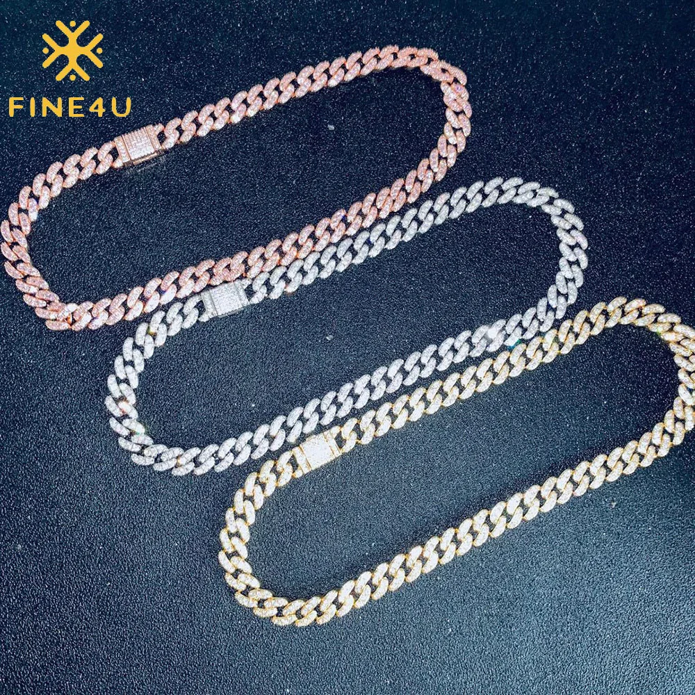 

Hot sale cadena cubana men accessories gold plated pink bling zircon diamond hip hop jewelry iced out cuban link chain, Steel/gold/rose gold