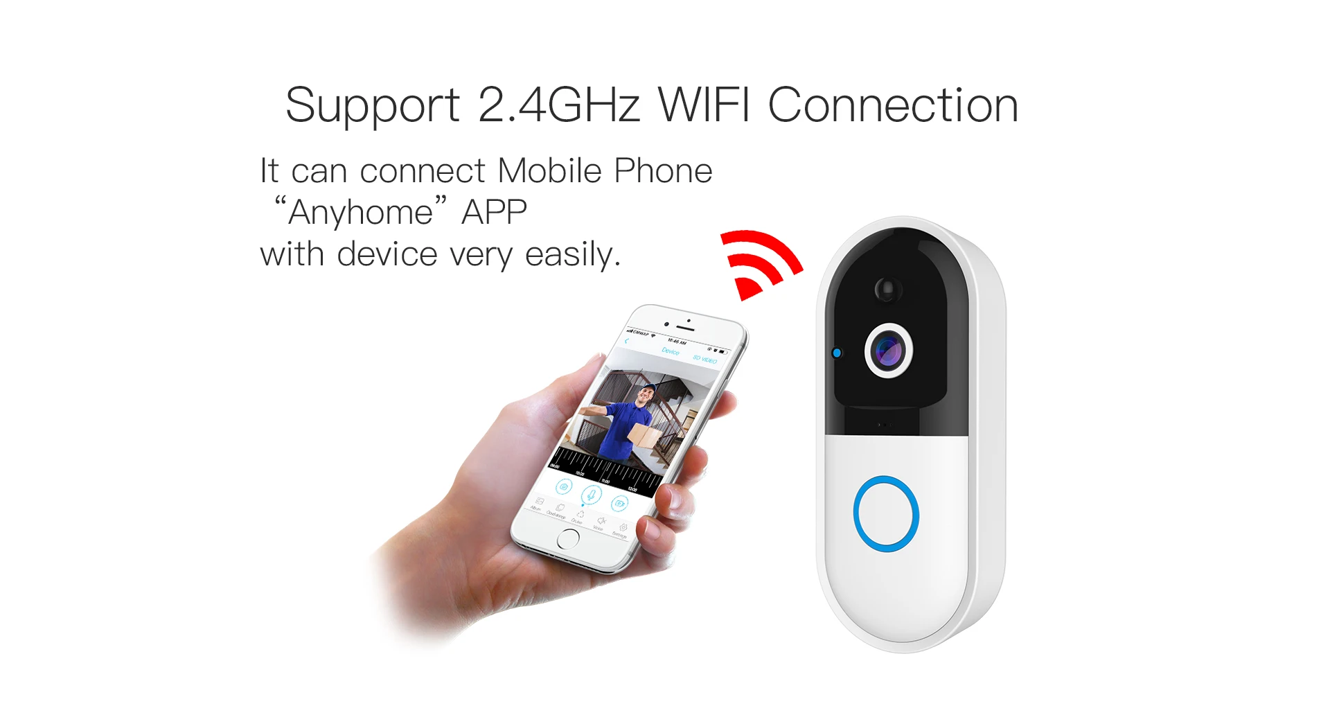 Wide Angle Security Indoor,720p Doorbell Camera Wifi Video Door Bell