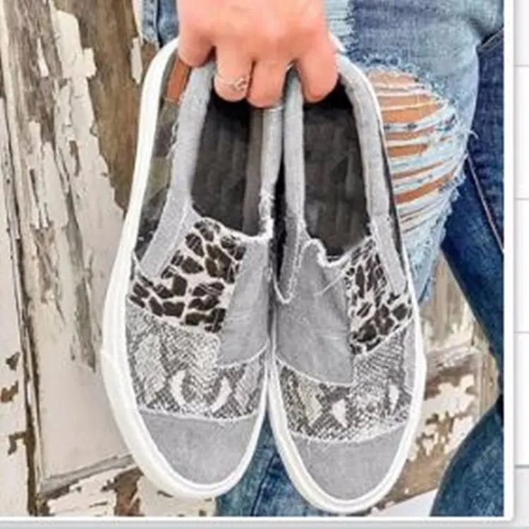

Casual Leopard Print Low Cut flat canvas Sneaker Loafers for women shoes, Picture