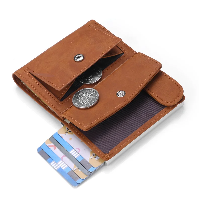 

2020 Rfid Genuine Leather Men Wallets Card Holder Slim Thin Smart Magic Wallet Small Short Coin Purse Male Wallet, Customized color