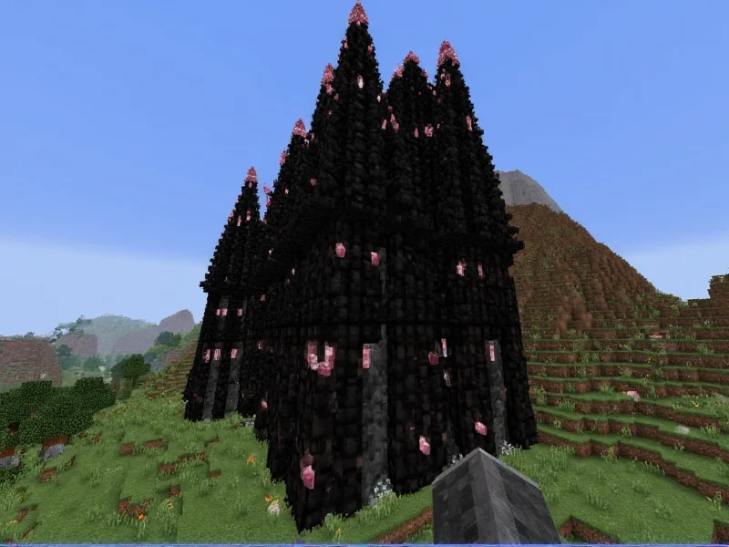 End crystals on obsidian towers in Minecraft