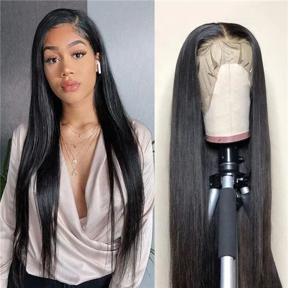 

Transparent Lace Straight wig 12 inch to 24 inch Brazilian Virgin Body wave 180% 250% 13X4 Swiss Lace wig, Natural colors