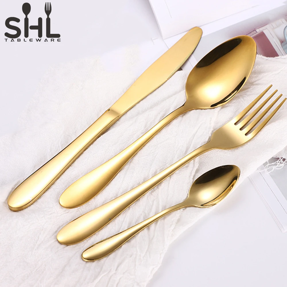 

Royal gold cutlery steel spoon sets flatware spoon and fork set stainless, Silvery/ gold/ rose gold/ etc...