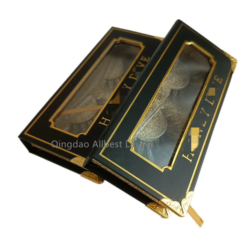 

2022 New Arrival Eyelash Boxes Black and Gold Customized Lash Box With corners