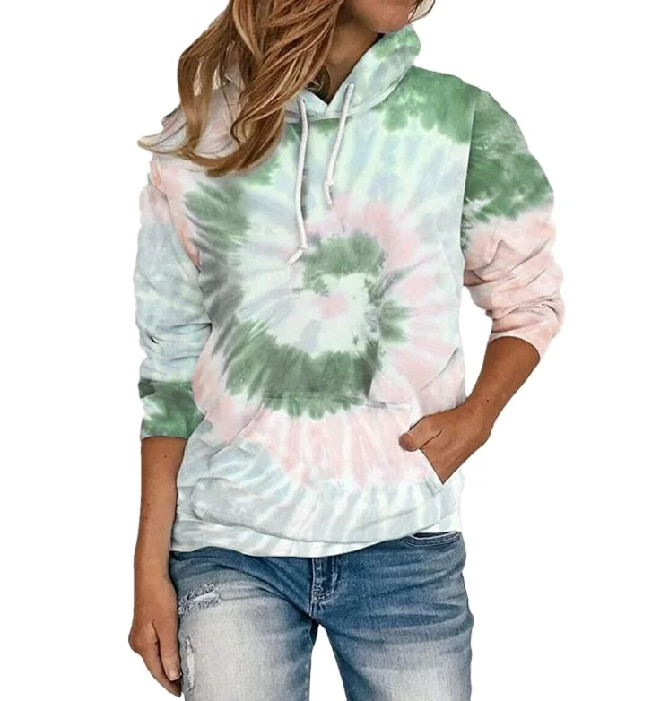 

New Wholesale Price Polyester Pullover Cute Designer Tie Dye Hoodie For Woman, 6 colors
