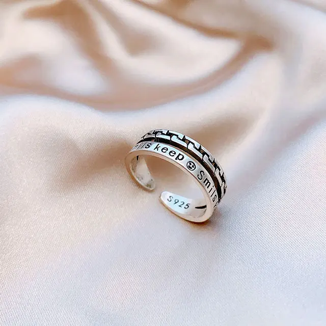 

ADELANTE English Letter Ring 2021 Retro Personality New Fashion Ring Old and Creative Silver Plated Stainless Steel Trendy WOMEN'S Gift