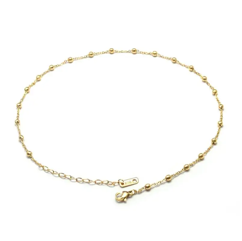 

Stainless steel Simple Dainty Circles Bobble Chain Necklace Gold Satellite Necklace Beaded Chain Dainty Choker Necklace gold