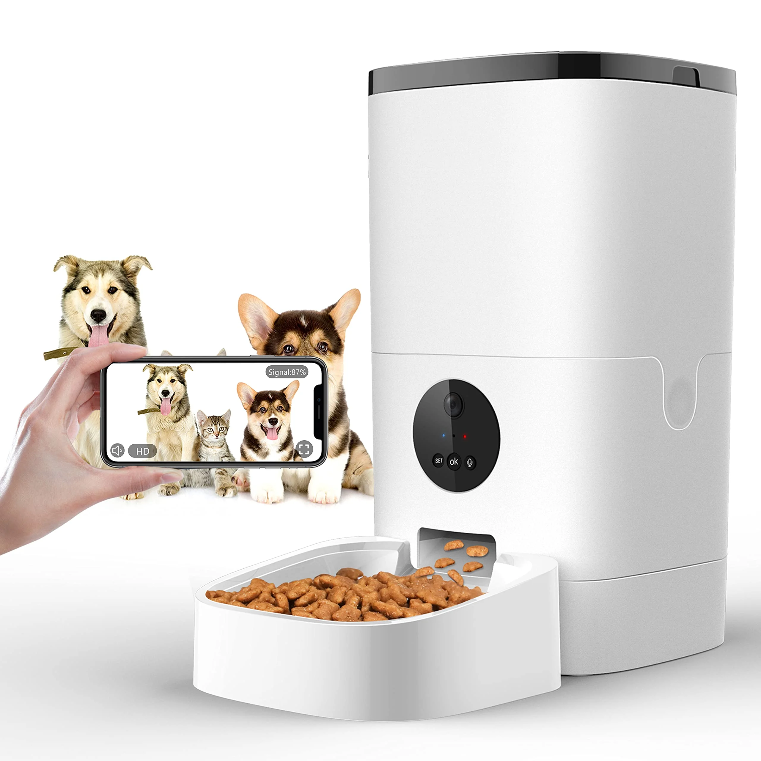 

Hot Selling Smart Mobile Phone App Video Quantitative Automatic Cat Dog Pet Feeder