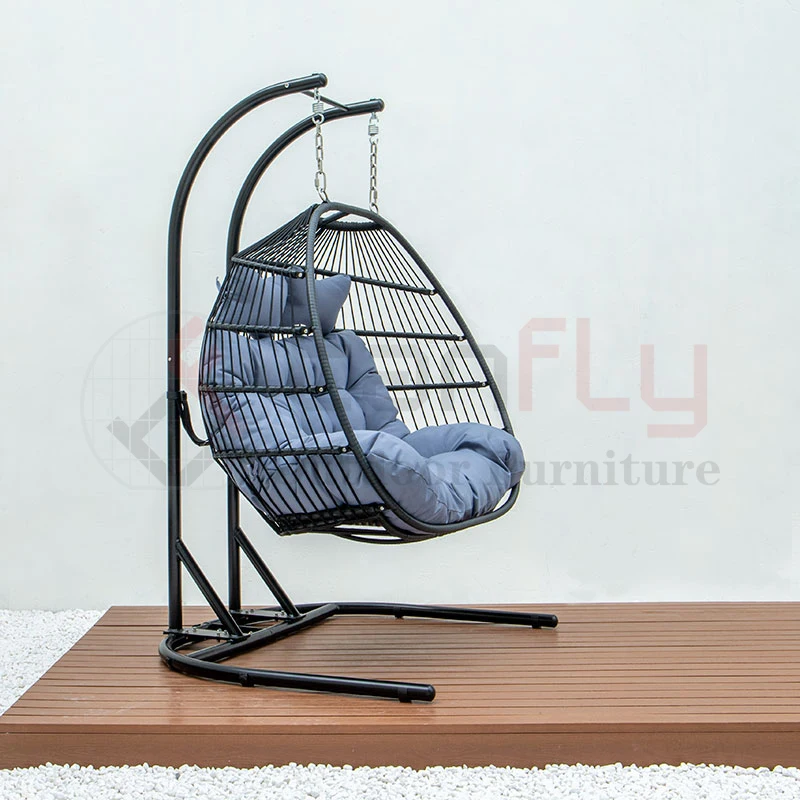 Two Persons Hanging Egg Chair Double Seats Rattan Swing Chair With U