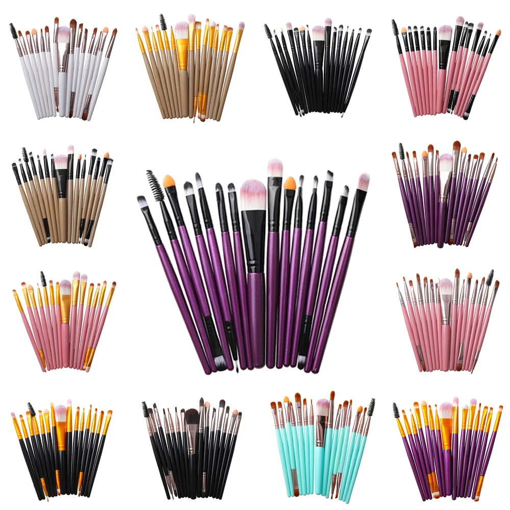 

FLD Aliexpress Amazon Hot Sale Private Label 15pcs Makeup Brushes Set, 18 colors