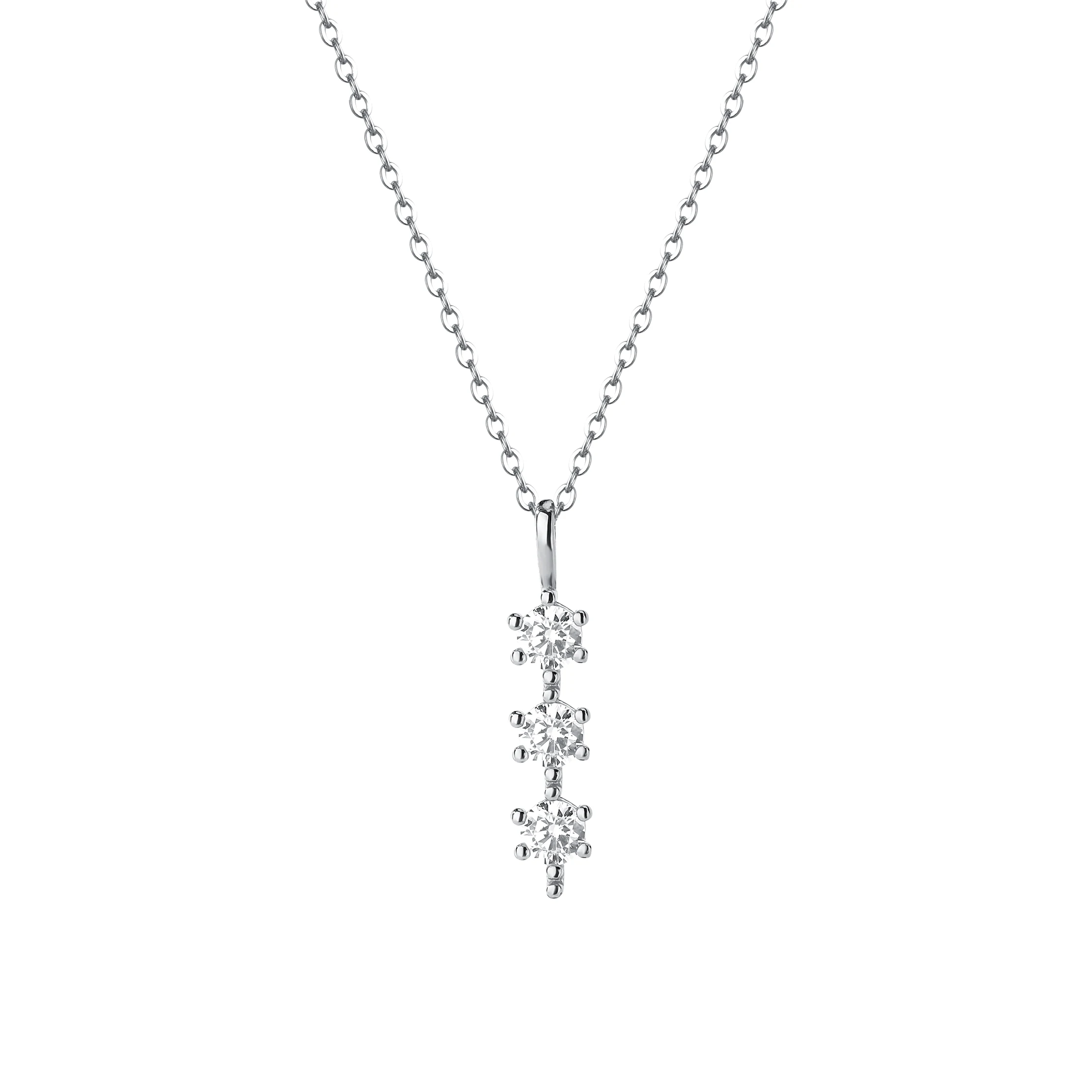 

Fashion Jewelry Pendant Necklace Sterling Silver Round Brilliant Cut Claw Setting Zircon Pendant Tassel Necklace