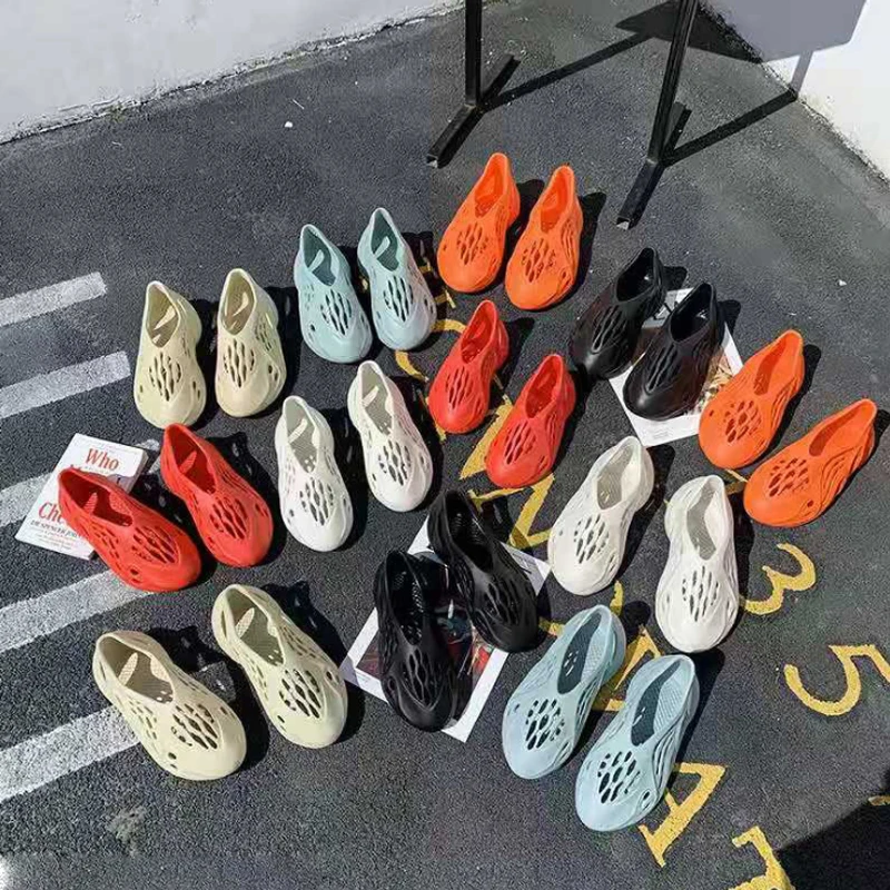 

Women's sandals 2021 Custom Brand Logo Print Summer Solid Colors Sandals Unisex Beach Sandals For women Foam Runner
