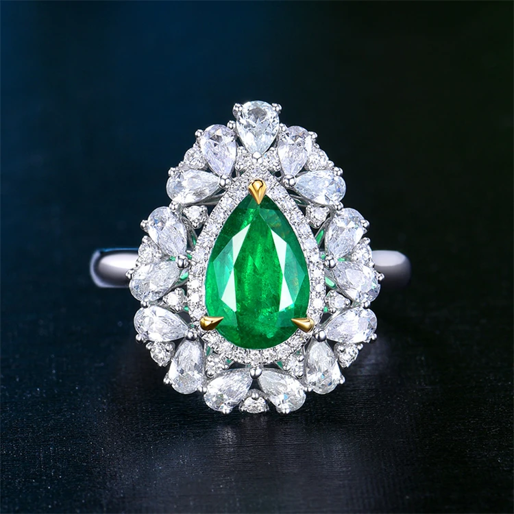 

SGARIT gemstone fine jewelry wholesale price 1.35ct genuine vivid green emerald gem stone rings 18k gold