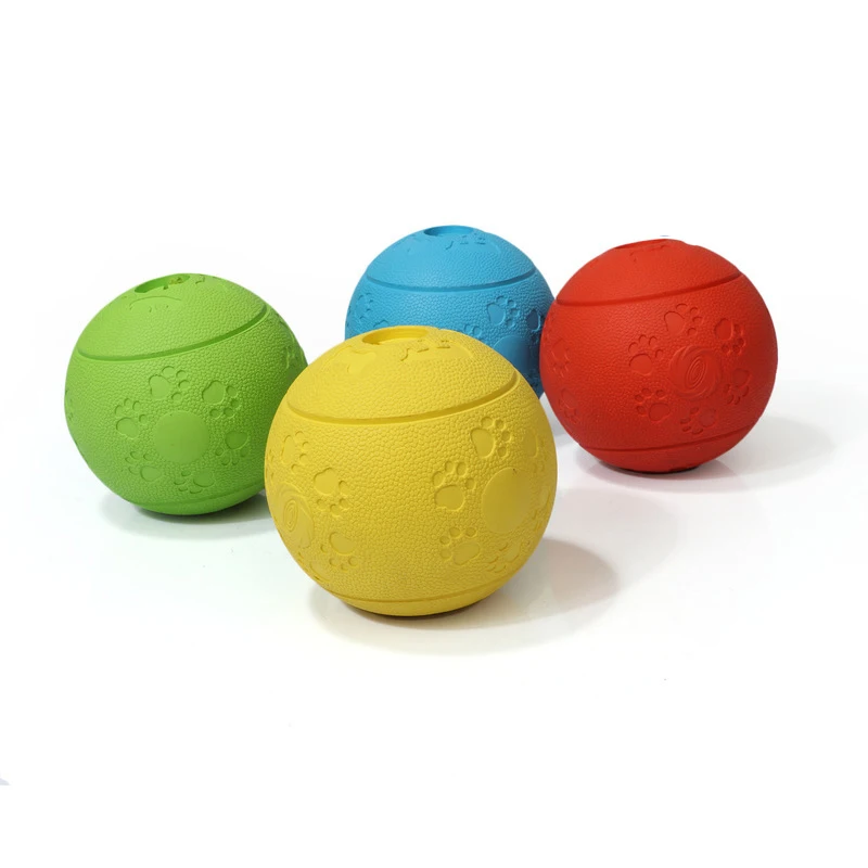 

Factory Natural Rubber Soft Indestructible Pet Leakage Treat Dog Toy Ball, Blue, green, red, yellow