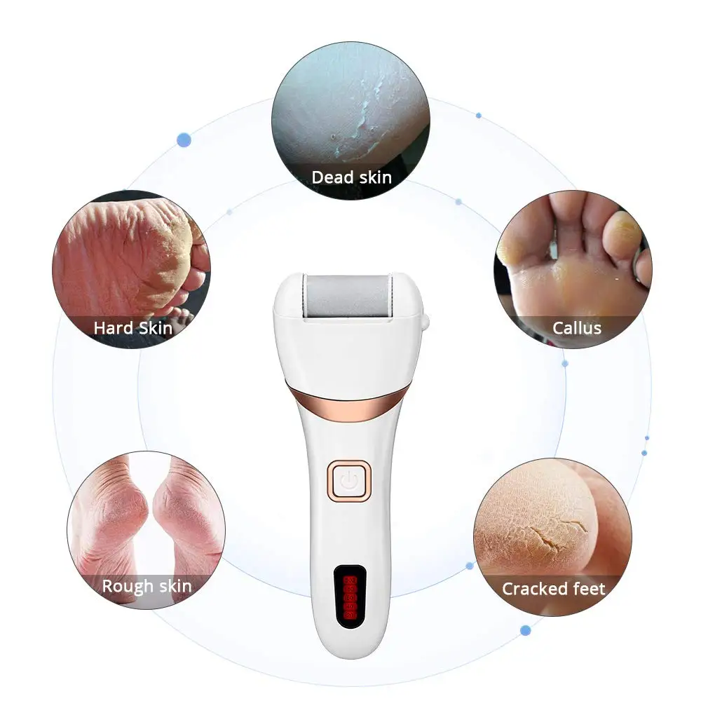 

Electric Foot File Grinder Callus Remover Hard Cracked Dead Dry Skin Removal Feet Pedicure Tools Rechargeable Foot Care Tool, White