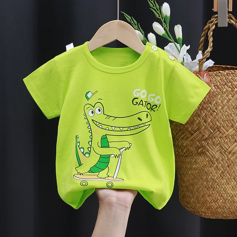

Children's Summer Short Sleeve T-shirt Cotton Round Neck Top For Boys And Girls Breathable Baby Tops Kids T Shirt