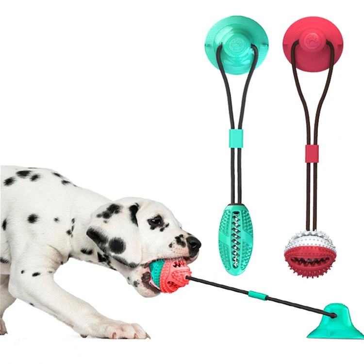 

Pet dog toy sucker leakage ball molar chew products Dog toothbrush missing food Multifunctional pet Pull rope chew toy, Picture