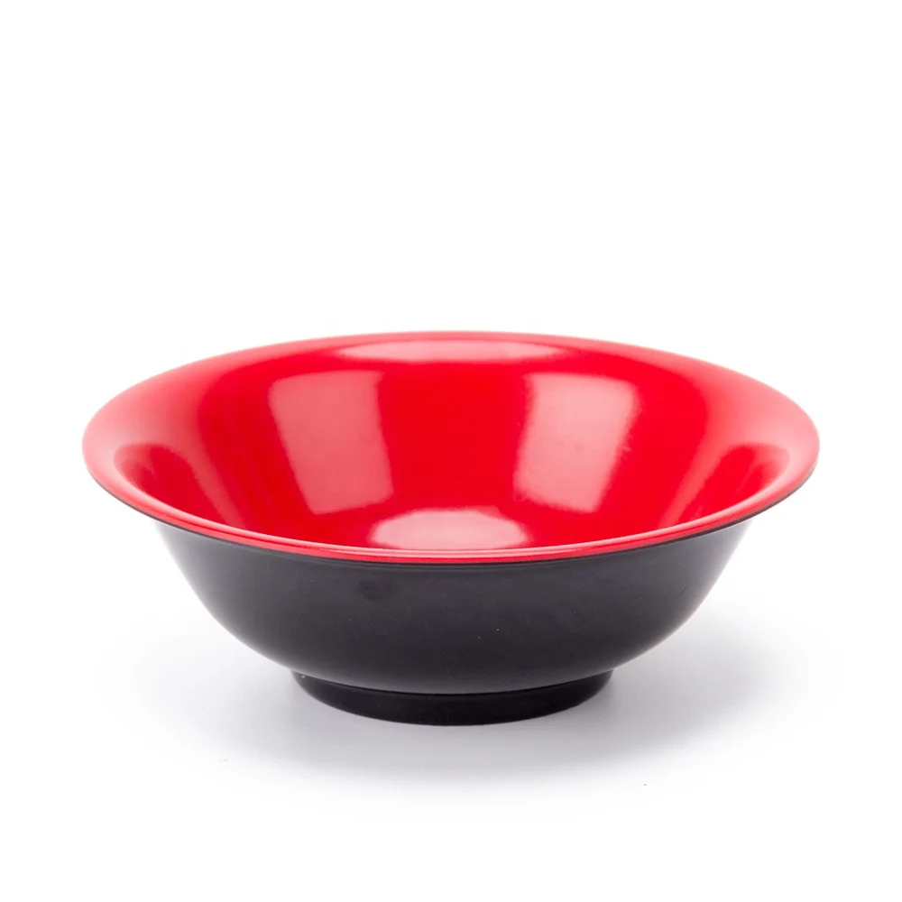 

Tow Tone Color Red And Black Plastic Melamine Ramen Bowl, Black and red