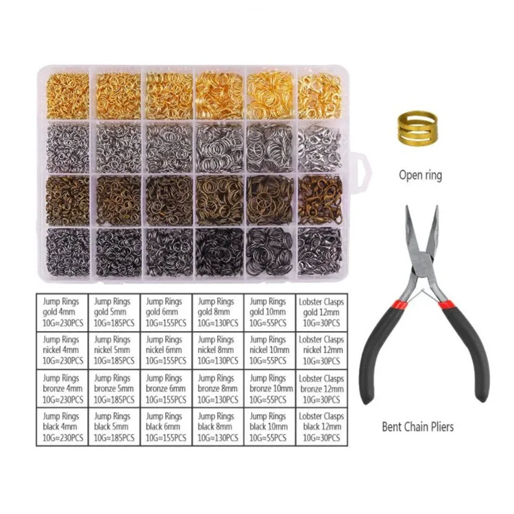 

Jewelry Accessories Kit Metal Parts Ring/Lobster Clasp/Chain/Pin Set For Jewelry Making DIY Beading Bracelet Necklace Earring, Picture