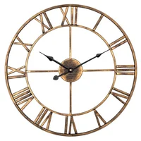 

16 Inch Large Antique Golden Art Metal Modern Decorative Quartz Wall Clock