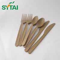 

disposable reusable bamboo cutlery pla knife and fork spoon with BPI