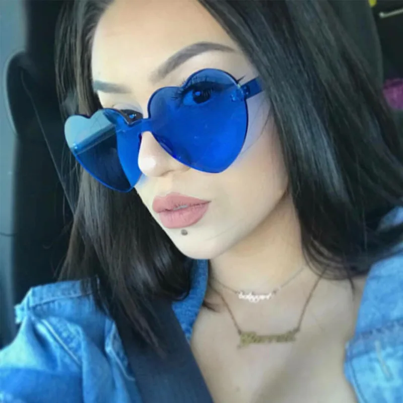

Candy Color Multicolor Frameless Heart-shaped One-piece Jelly Transparent Sunglasses For Men Women, Colors