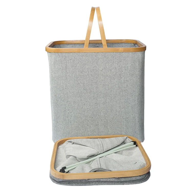 

Kingwillow Bamboo Laundry Basket Collapsible Storage Folding Laundry Hampers, Customized