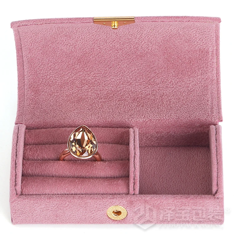 

New Design Luxury Jewellery Packaging Box Suede Jewelry Box Small Ring Jewelry Case Hinged, Cymk or pantone
