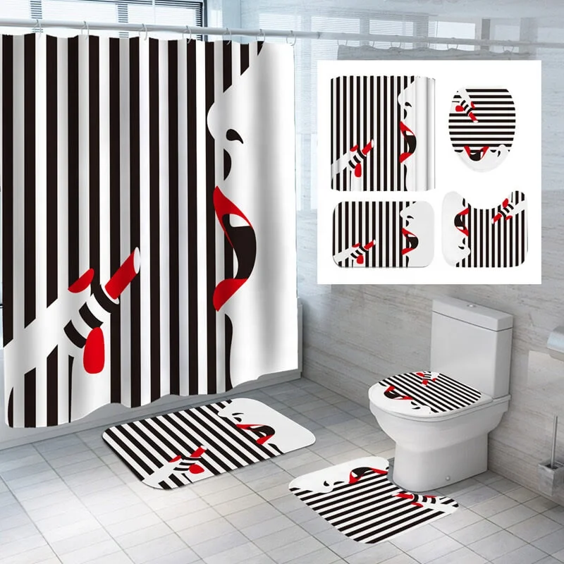 
i@home personalized polyester fashionable women bathroom sets with shower curtain and rugs  (62503433284)