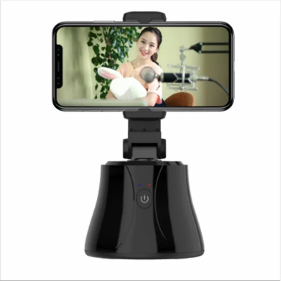 

Hot selling smart shooting auto face ai authomatic genie rotation 360 object tracking cell mobile phone holder, Black white