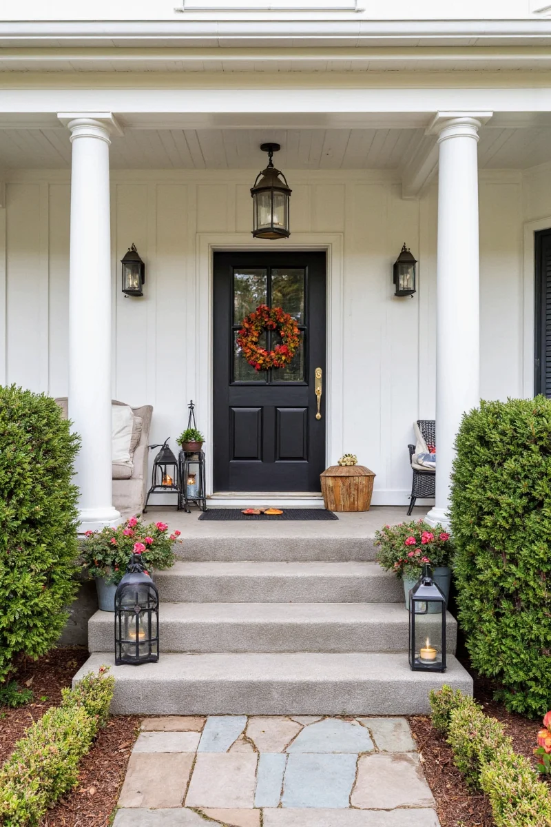 Rustic farmhouse lantern porch design