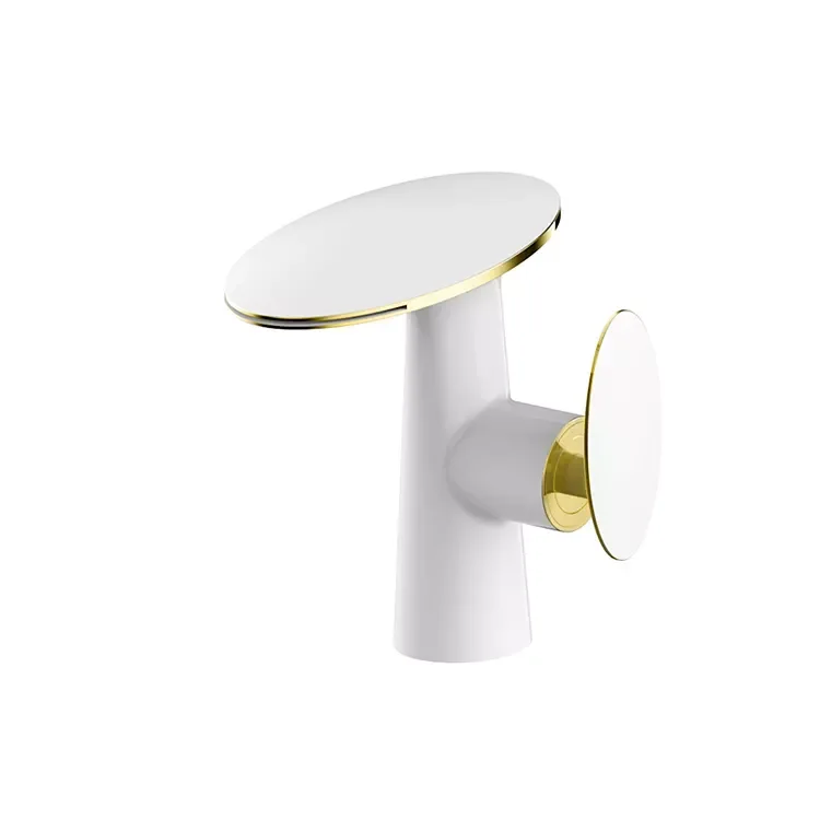 

AMAXO Distinctive Design Gold White Deck Mounted Basin Tap Mixer Elegant Design Basin Faucet