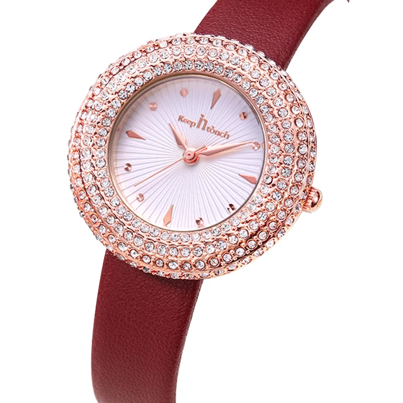 

2021 New Style Ladies Watches Rhinestone Luxury Japan Quartz Watches Leather Women WristWatch