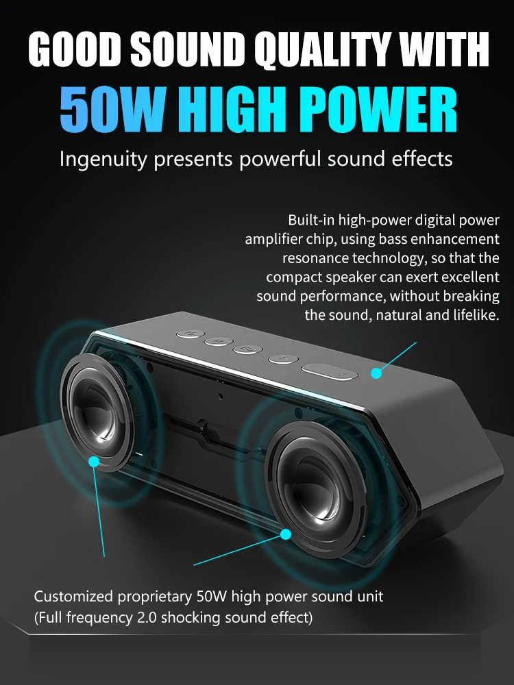 2021 Amazon Computer Super Sports XDOBO Waterproof 50W Subwoofer Bass Mini Portable Bluetooth Wireless Speaker - ANKUX.COM