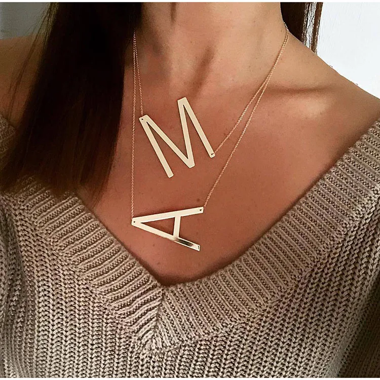 

Unique Fashion Necklace Gold Chain A-Z 26 Letters Necklaces for Women, Gold color