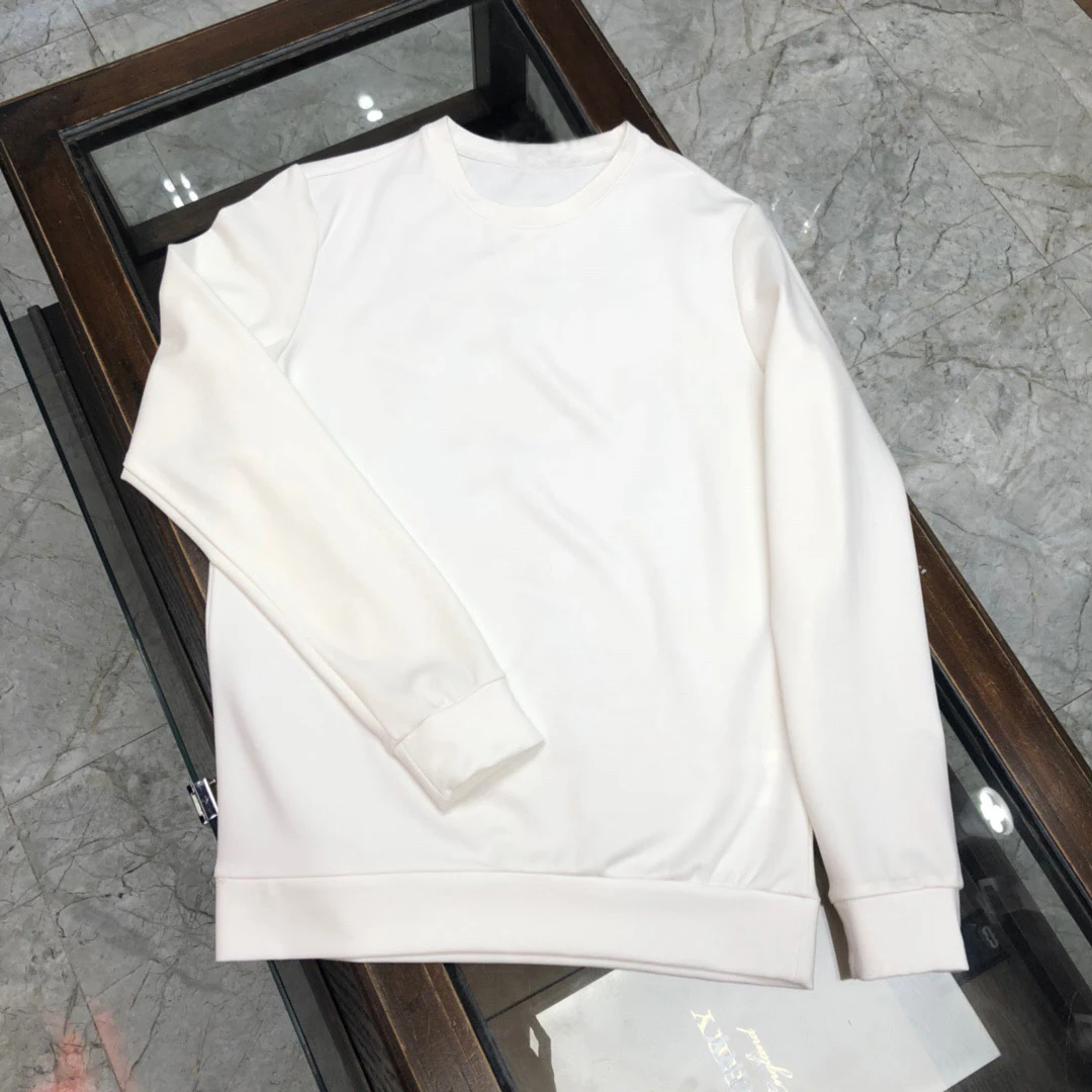 

Wholesales unisex spring autumn pullover Paris cotton long sleeve crew neck outdoor wear loose casual overcoat, Black white