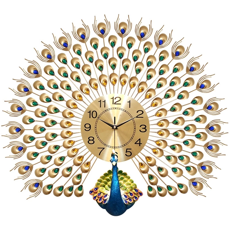 

Peacock clock wall 3D Frameless Wall Clock DIY Wall Decoration, Green
