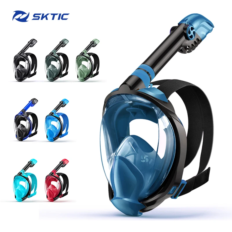 

SKTIC Full Face Snorkel-Mask Advanced Safety Breathing System 180 Panoramic Anti Fog Anti Leak Foldable Snorkel-Mask for Adult