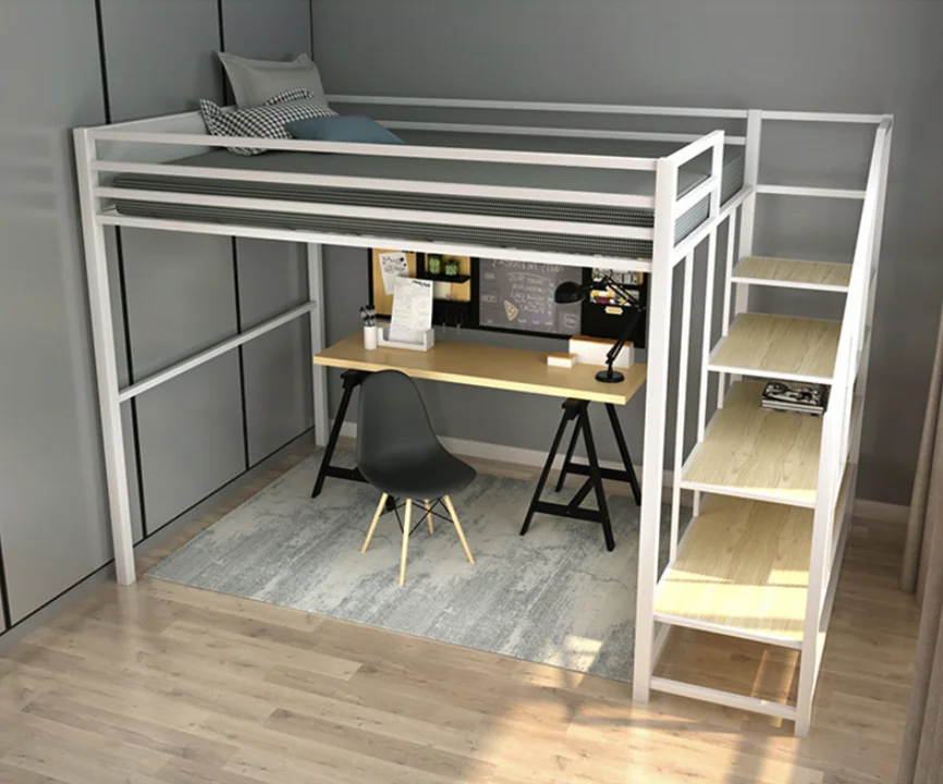 Jzd Loft Bunk Bed Wood Metal Bunk Bed School Hotel Home Furniture New