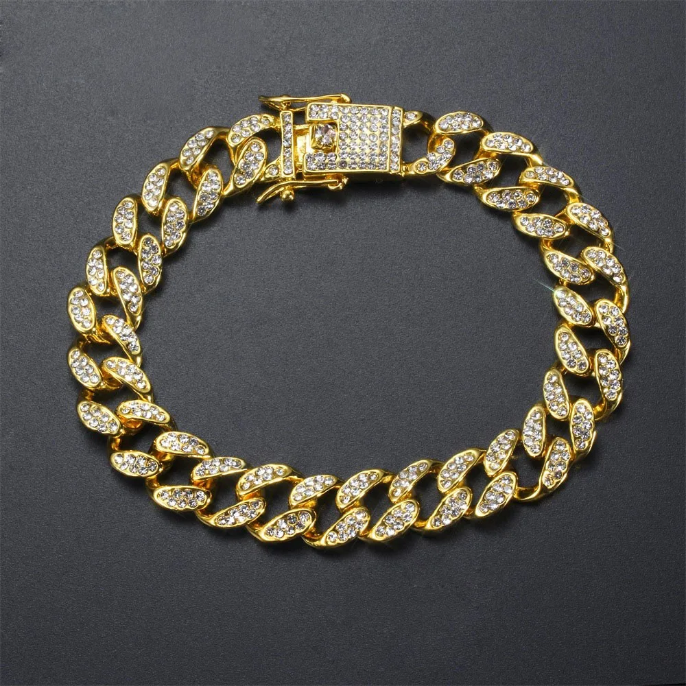 

18K Gold Plated Micro Inlaid Cubic Zircon CZ Cuban Link Anklet Bracelet Hip Hop Iced Out Diamond Miami Cuban Chain Anklet