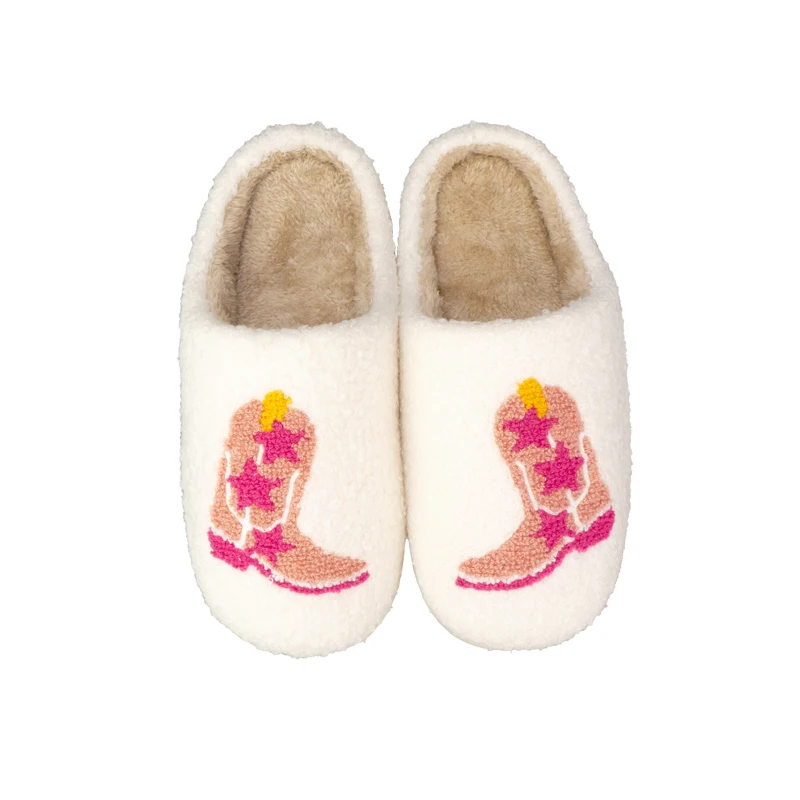 

Wholesale Ladies House Plush Warm Happy Face Slipper Indoor Outdoor Women Girls Fur Home Smile Face Slippers