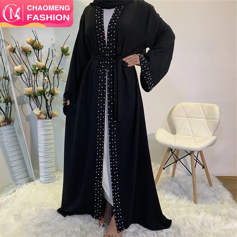 

1838# High Quality Pretty Pearls Abaya Jubah Dubai Muslim Arab Turkish Islamic EID Fashion Prayer Dresses Abaya, Beige,pink,green,black,purple