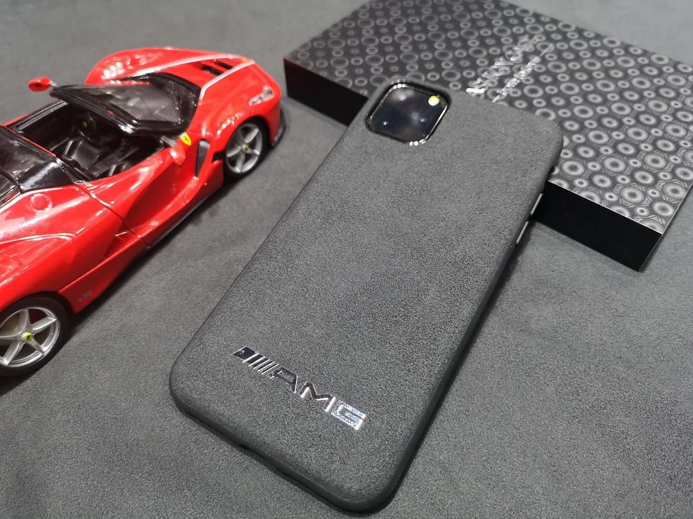 Custom most durable embossed Flipping Fur Suede car logo series mobile phone case plain mobile cover for iphone