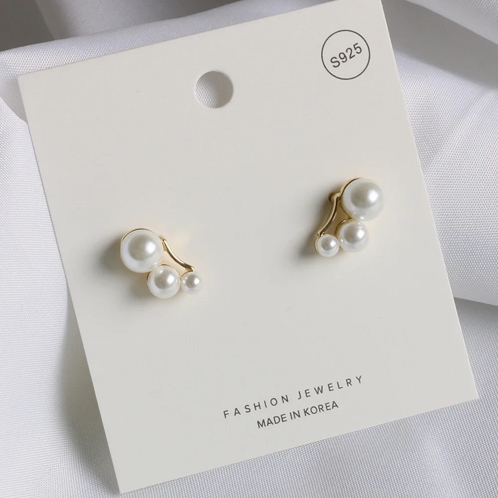 

Simple Temperament Korea S925 Silver Needle Pearl Stud Earrings 14K Gold Plated Pearl Stud Earrings