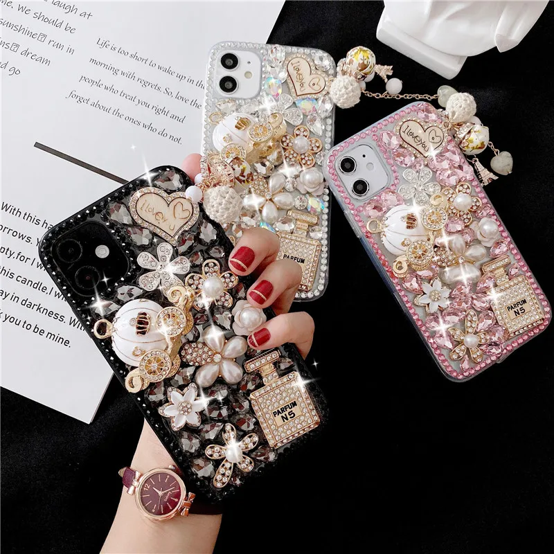 

Handmade Diamond Cell Phone Accesories for Samsung Galaxy Note 20 Ultra Rhinestone Bling Phone Case for iPhone 12 Pro Max, Black,white, pink. more colors are able to customized