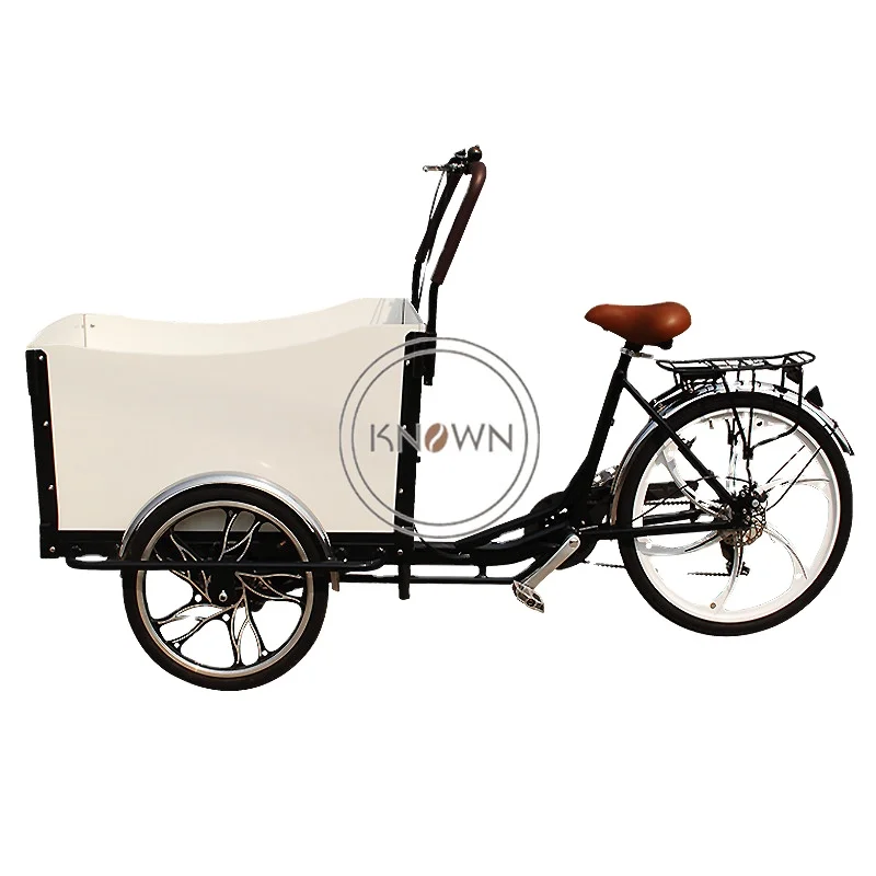 

Hot Sale Aluminum Electric Bike Family Electric Cargo Cart Bicycle for Carry Children, Black and white