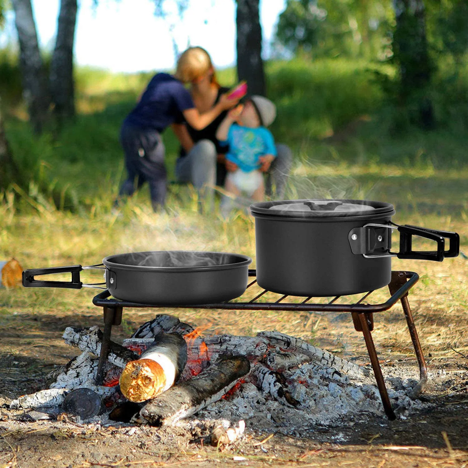

Hard aluminum alloy outdoor cooking tool camping titanium cookware portable foldable kitchenware