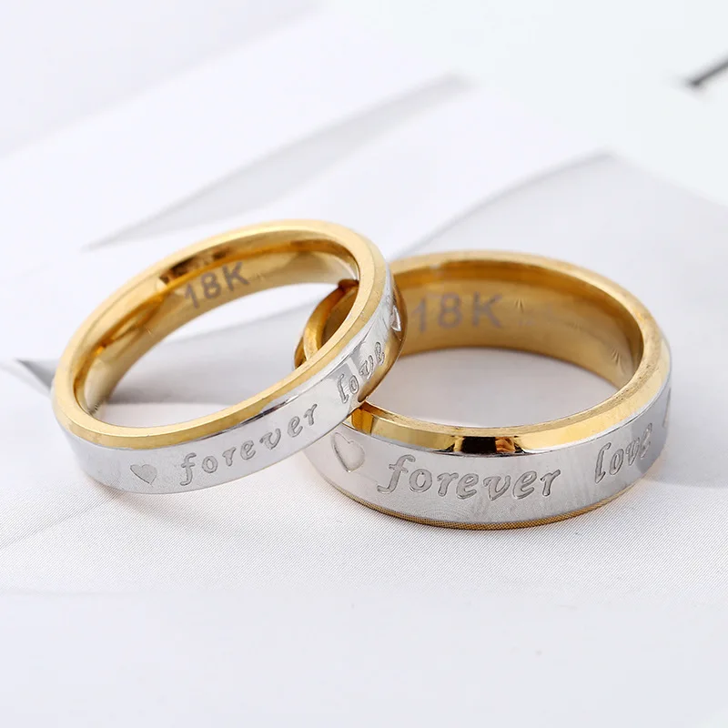 

fashion jewelry rings Simple Forever Love Stainless Steel Gold plated Wedding rings jewelry women