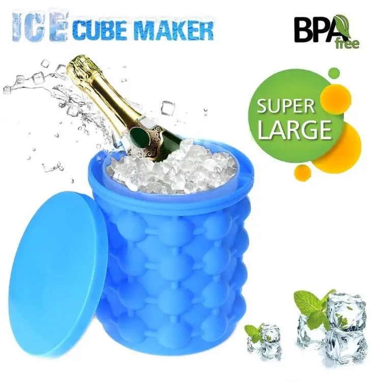 Nuovo Ice Magic Cube Maker Genie silicone Secchiello ghiaccio casa portatile uff 